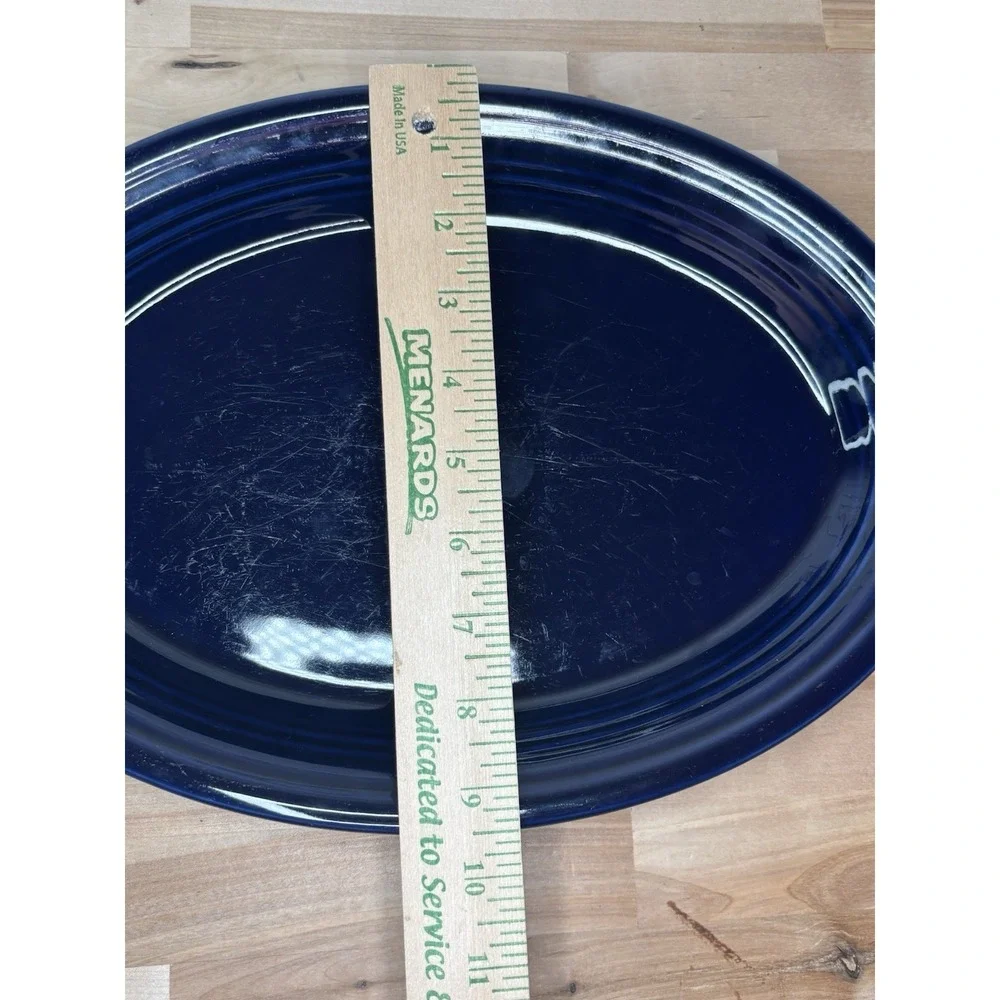 Fiesta Homer Laughlin Dark Blue Oval‎ Ceramic Platter 13 3/8